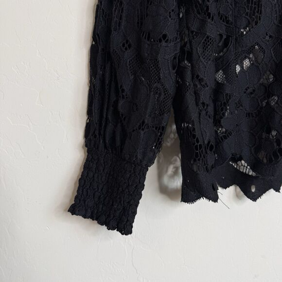 Buckle Daytrip Sheer Black Lace Top Small Fairy Grunge Whimsigoth Dark Coquette - Picture 3 of 15